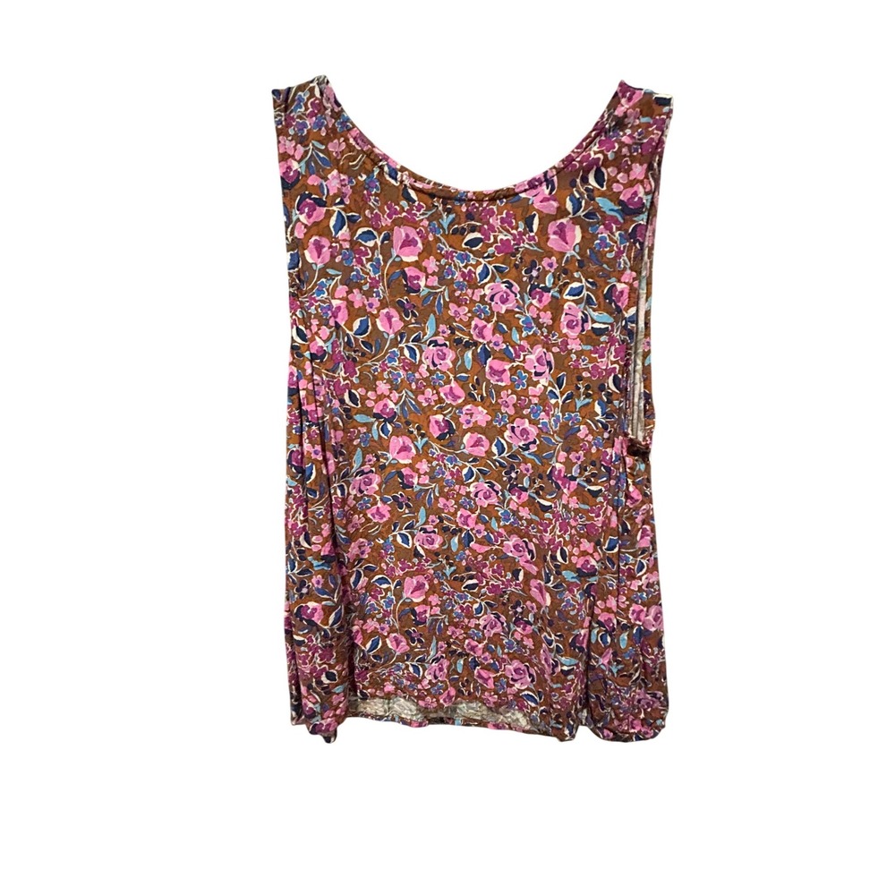 J.Crew Womens Floral Print Sleeveless Viscose Blouse Brown Pink Blue Size M‎